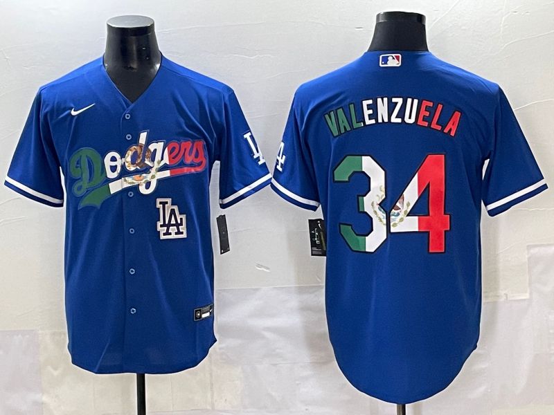 Men 2025 Los Angeles Dodgers 34 Valenzuela Blue Nike MLB Jersey style 71513